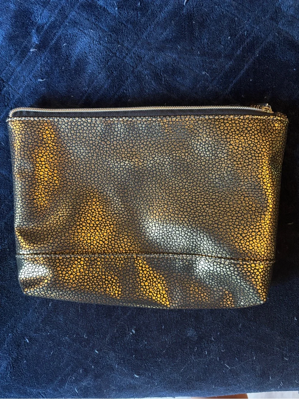 tarte Metallic Gold Pebble-Textured Zip Pouch